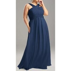 Navy Cross-Strap Maxi Dress